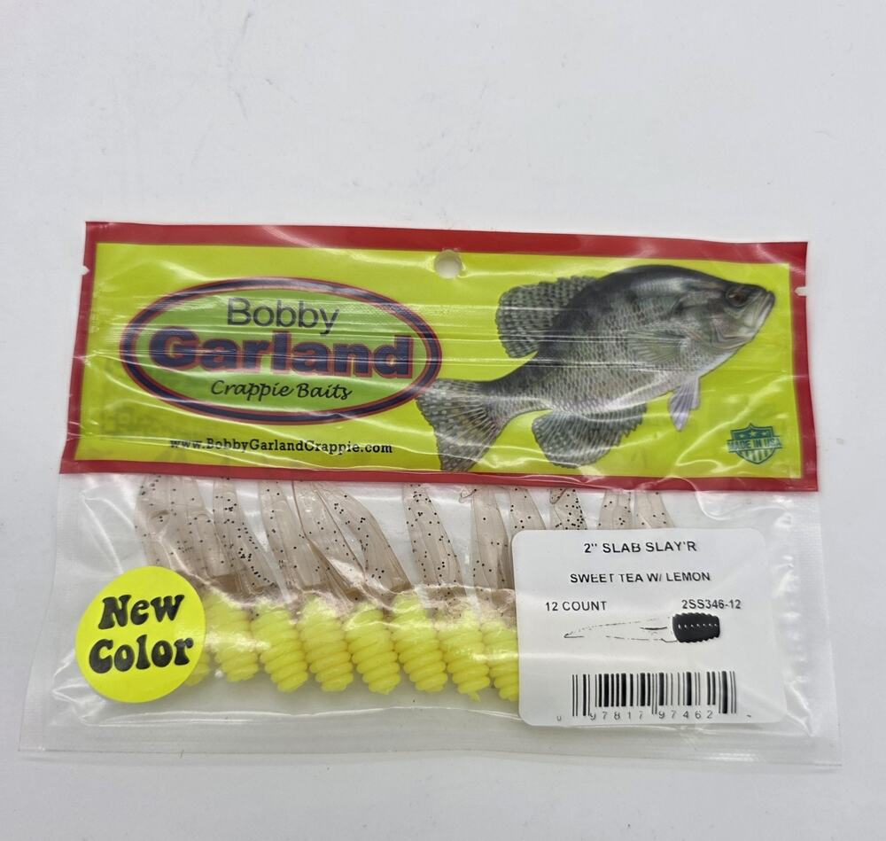 Bobby Garland Slab Slay’R Sweet Tea Lemon 2” Crappie Baits Lot 6 New 72 Total